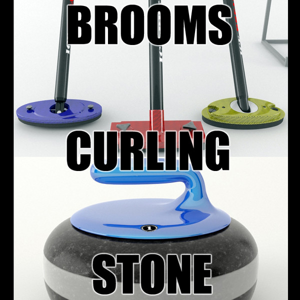 curling stone brooms max - Curling Stone and Brooms by Tornado Studio