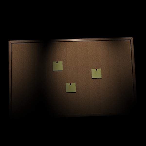 cork bulletin board notes 3d model - Bulletin Board with Post it Notes by dastolidigital