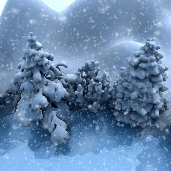 3d model winter scene lake conifer trees - Winter Lake Conifer by scripter