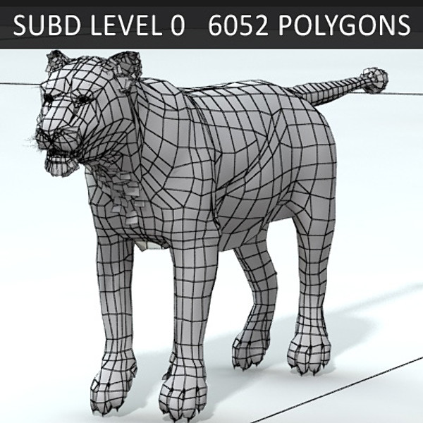 lioness polys 3d model - Animated Lioness by NONECG