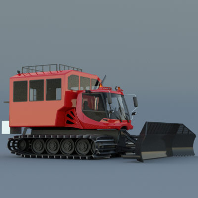 3d snowcat pistenbully 600 passengers model - Snowcat PistenBully 600 with passengers cab by ArqArt3D
