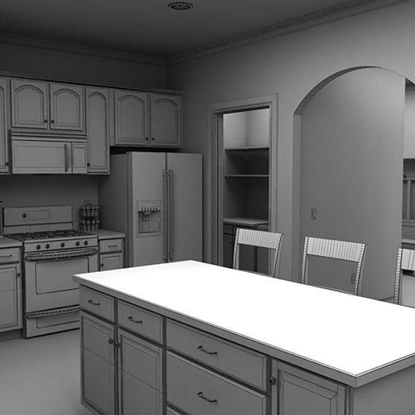 3d house interior exterior model - house interior/exterior by monkeyodoom