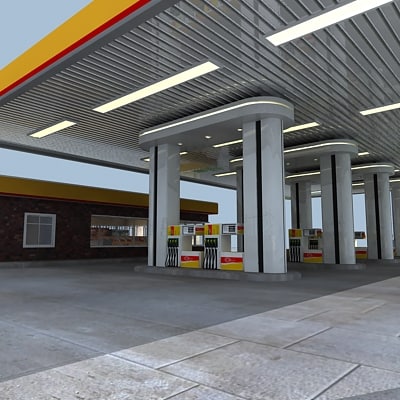gas station 3d model - gas_station_01.zip... by Giimann