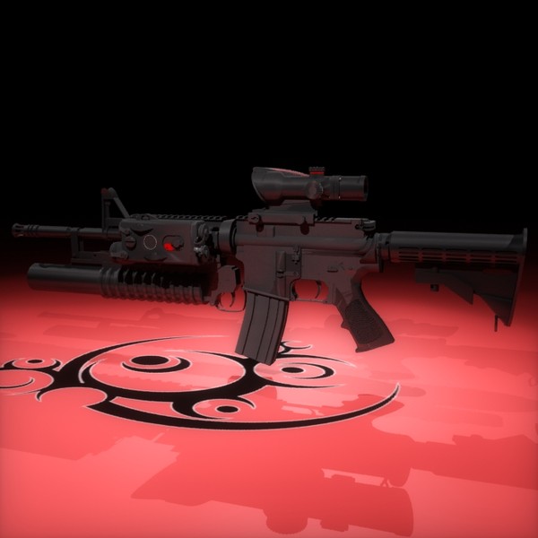 3d m4a1 acog grenade - M4A1 by SuIXo