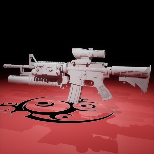 3d m4a1 acog grenade - M4A1 by SuIXo