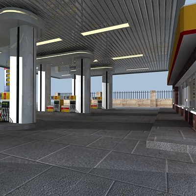 gas station 3d model - gas_station_01.zip... by Giimann