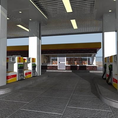 gas station 3d model - gas_station_01.zip... by Giimann