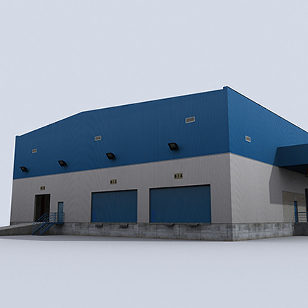 modular logistics building 1 3ds - Modular Logistics Building 1 by papillon