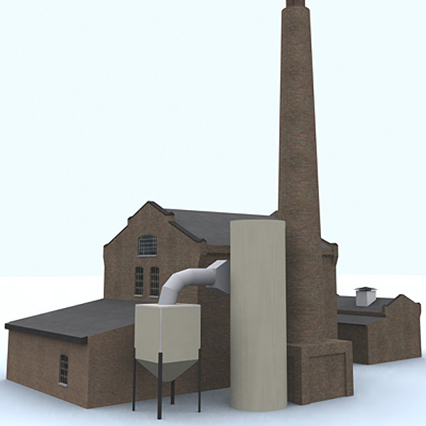 3d european factory model - Old european factory by aristarch