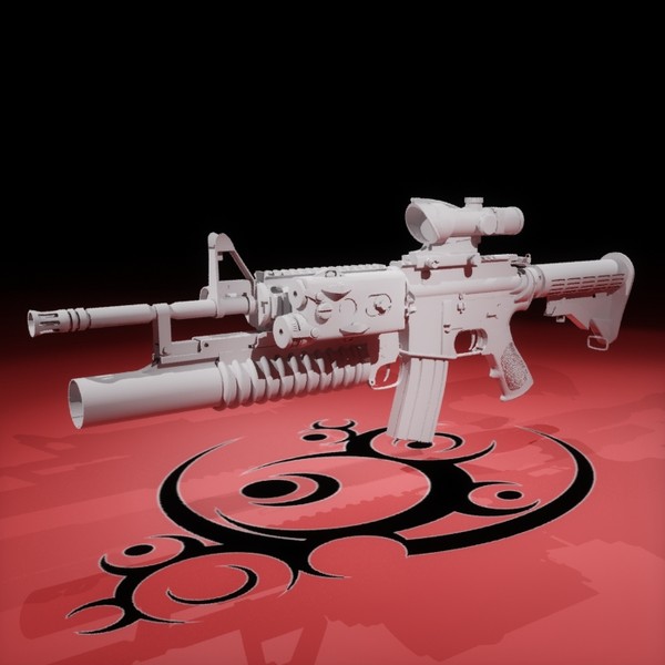 3d m4a1 acog grenade - M4A1 by SuIXo