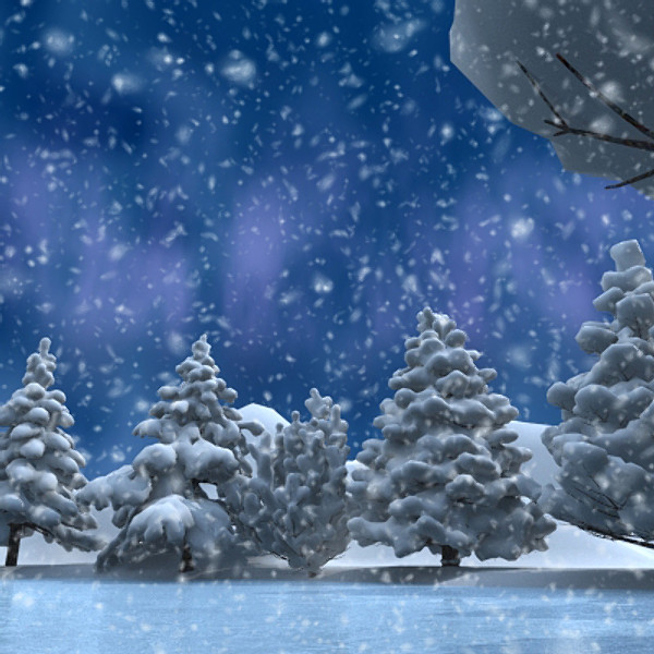3d model winter scene lake conifer trees - Winter Lake Conifer by scripter