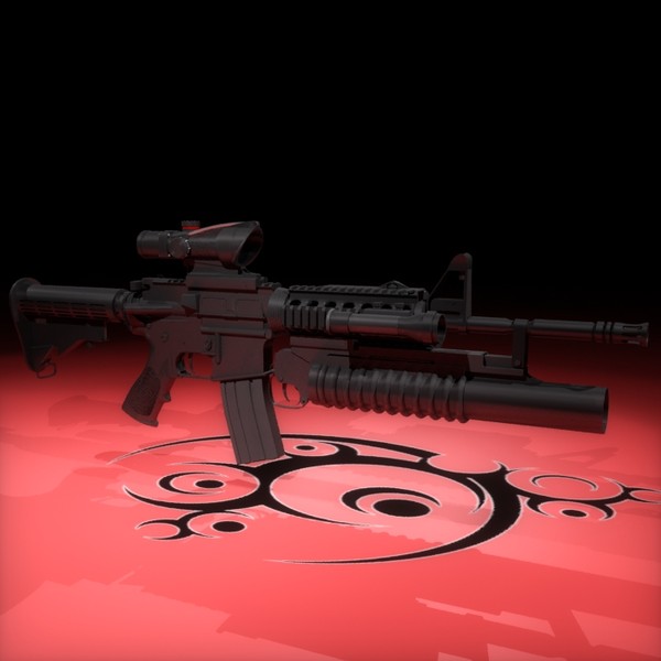 3d m4a1 acog grenade - M4A1 by SuIXo