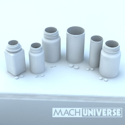 prescription bottles 3d lwo - Medicine Bottles... by machuniverse