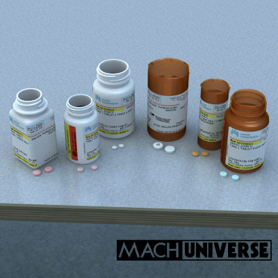 prescription bottles 3d lwo - Medicine Bottles... by machuniverse
