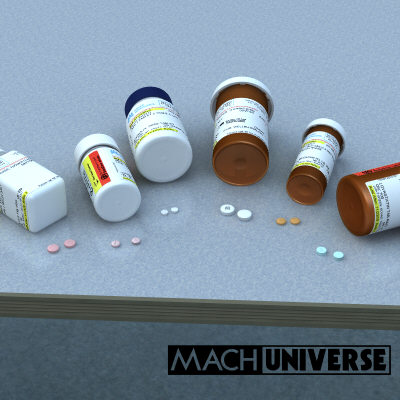 prescription bottles 3d lwo - Medicine Bottles... by machuniverse