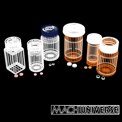 prescription bottles 3d lwo - Medicine Bottles... by machuniverse