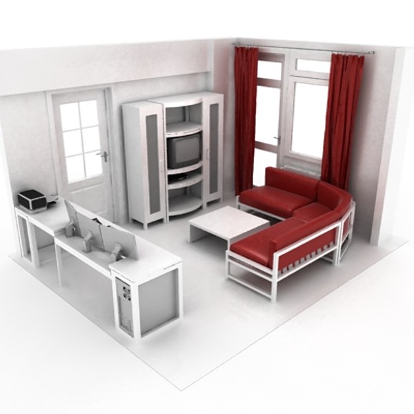 armchair accomodation 3d model - Oda-01.max by volkansenturk