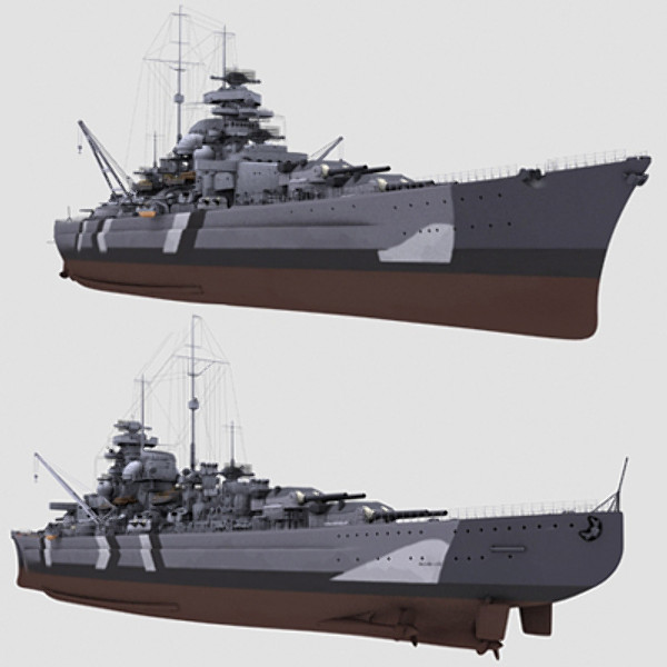 bismarck german battleship 3d model - Battleship Bismarck by NURMS