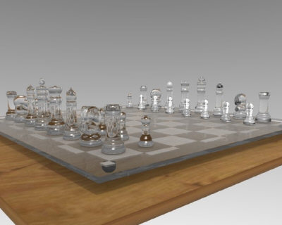 3d glass chess board model - Glass Chessboard by DRNZ