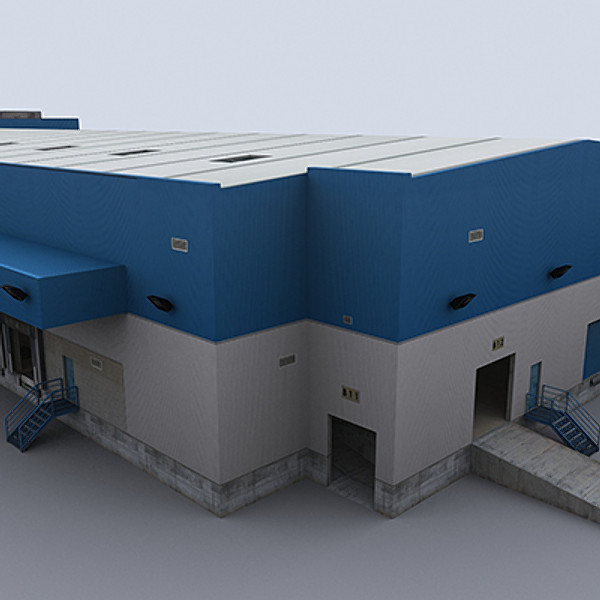 modular logistics building 1 3ds - Modular Logistics Building 1 by papillon
