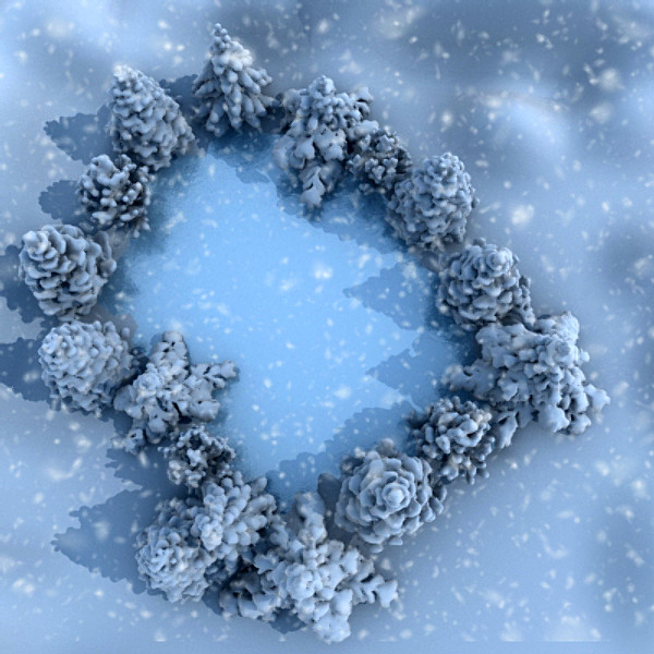 3d model winter scene lake conifer trees - Winter Lake Conifer by scripter