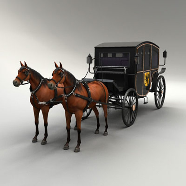 3d model horse car carriage - Carriage and Horses by QLEE