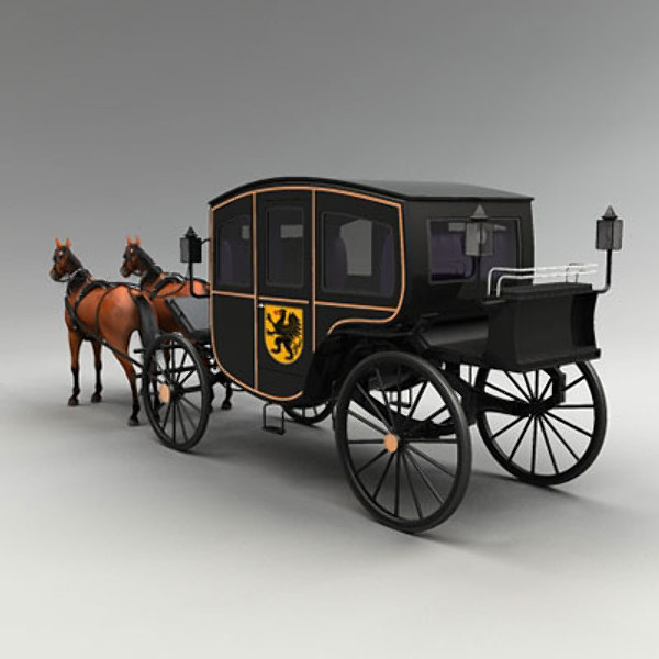 3d model horse car carriage - Carriage and Horses by QLEE