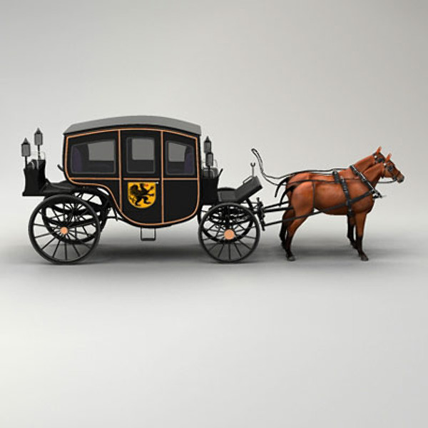3d model horse car carriage - Carriage and Horses by QLEE