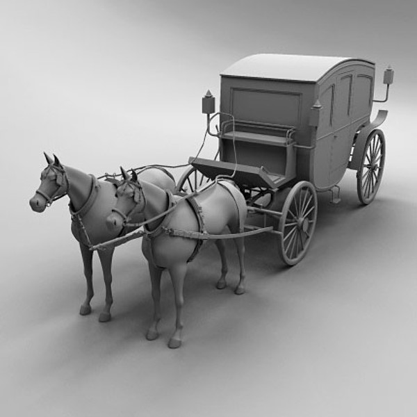 3d model horse car carriage - Carriage and Horses by QLEE