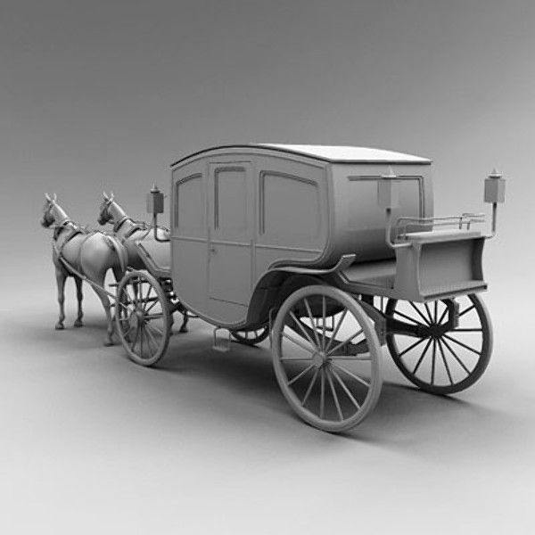 3d model horse car carriage - Carriage and Horses by QLEE