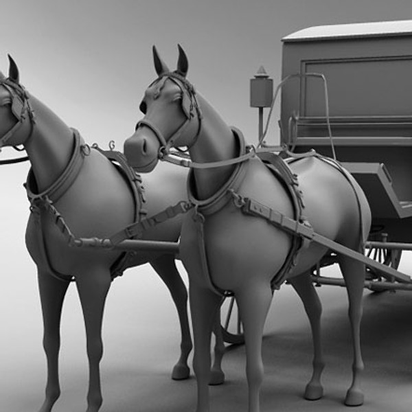3d model horse car carriage - Carriage and Horses by QLEE