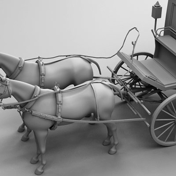 3d model horse car carriage - Carriage and Horses by QLEE