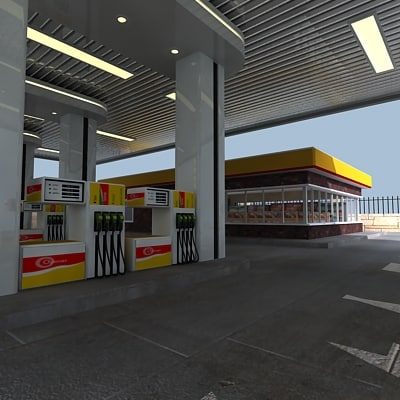 gas station 3d model - gas_station_01.zip... by Giimann