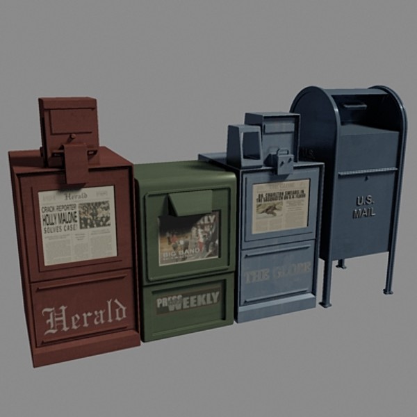 newspaper boxes 3d model - Newspaper Boxes by dastolidigital