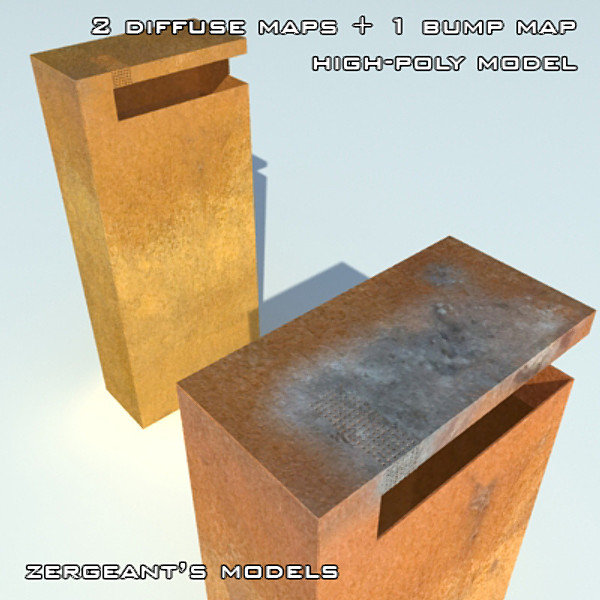 3d rusted dustbin - Rusted Dustbin... by ZERGEANT