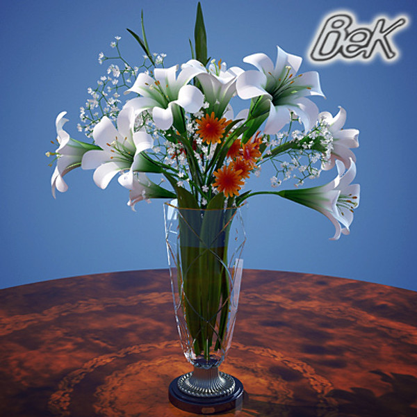 bouquet lilies vase flowers max - Bouquet of Lilies in vase by CG ARTStudio