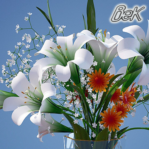 bouquet lilies vase flowers max - Bouquet of Lilies in vase by CG ARTStudio