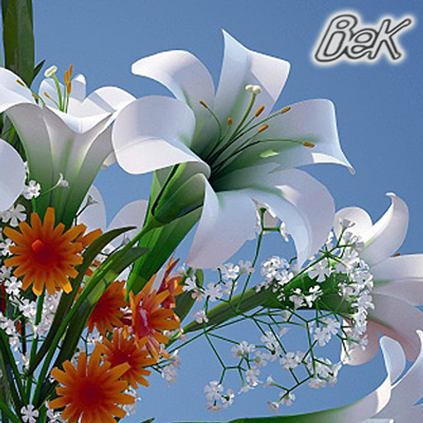 bouquet lilies vase flowers max - Bouquet of Lilies in vase by CG ARTStudio