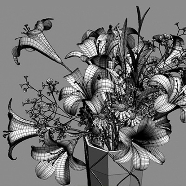 bouquet lilies vase flowers max - Bouquet of Lilies in vase by CG ARTStudio