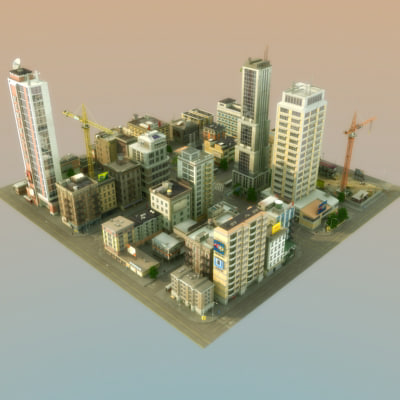 modular city buildings hd 3d max - HD City by ES3DStudios