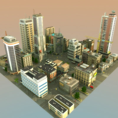 modular city buildings hd 3d max - HD City by ES3DStudios