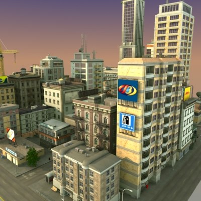 modular city buildings hd 3d max - HD City by ES3DStudios