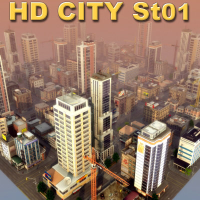 modular city buildings hd 3d max - HD City by ES3DStudios