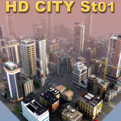 modular city buildings hd 3d max - HD City by ES3DStudios