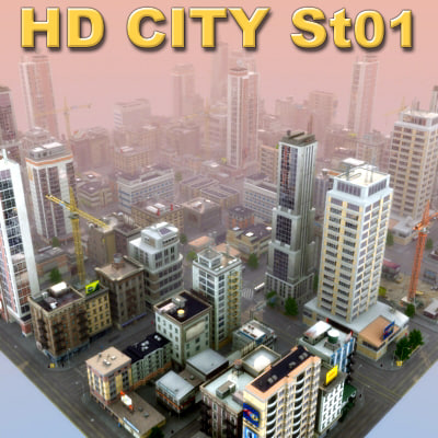 modular city buildings hd 3d max - HD City by ES3DStudios
