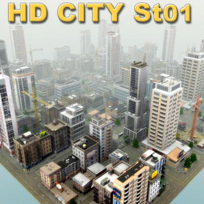 modular city buildings hd 3d max - HD City by ES3DStudios