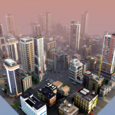 modular city buildings hd 3d max - HD City by ES3DStudios