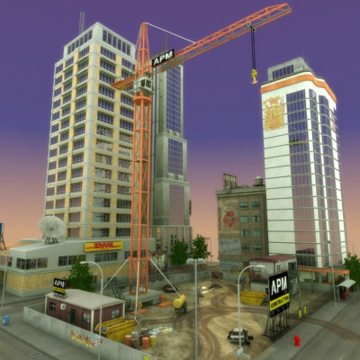 modular city buildings hd 3d max - HD City by ES3DStudios