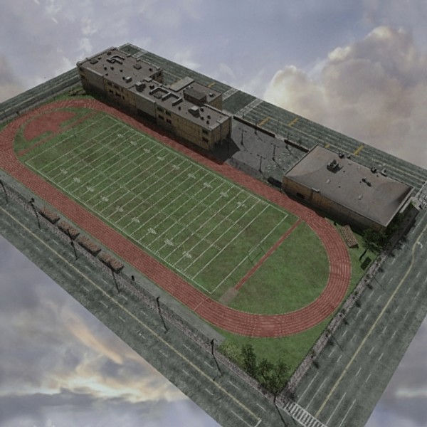school football field 3d model - High School by dastolidigital
