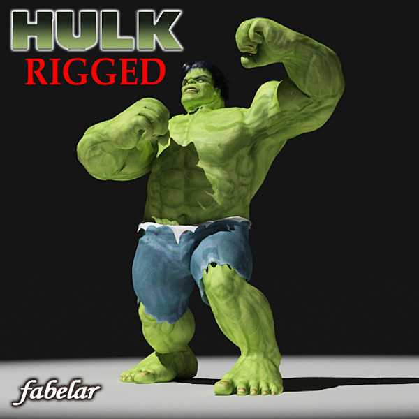 hulk rigged biped 3d model - Hulk Rigged by fabelar